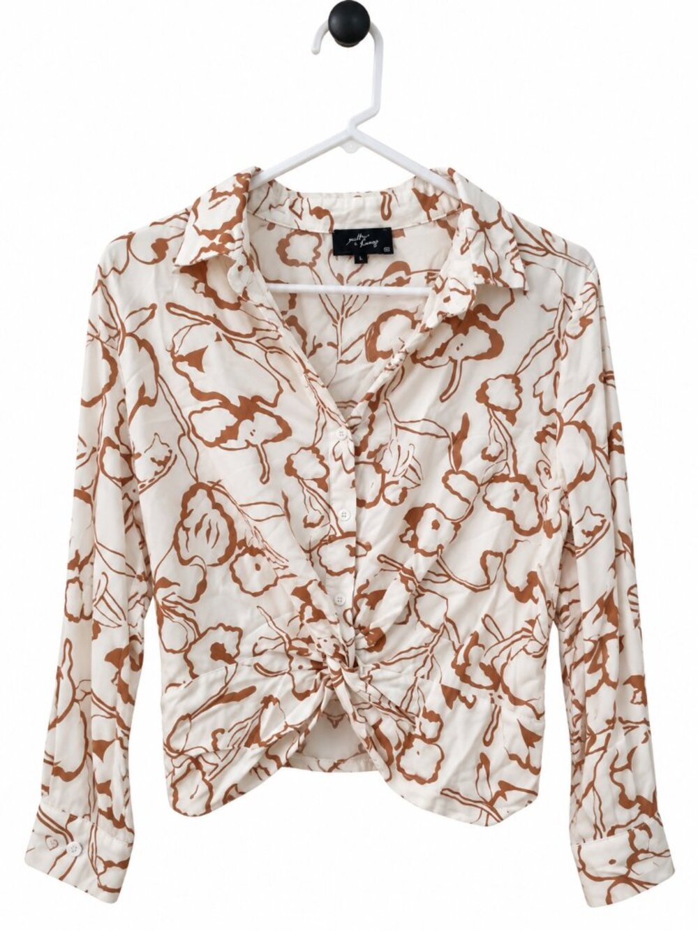Milk & Honey Floral Twist-Front Blouse – Size L